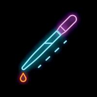 Neon style icon of a pipette dropping liquid vector