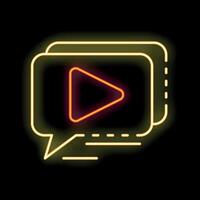 Neon icon of speech bubble with play button showing video streaming concept vector