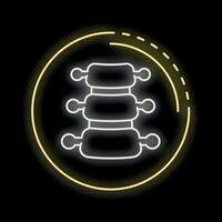 Neon sign showing healthy spine on black background vector
