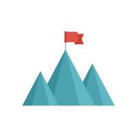 Red flag waving on top of mountain range representing success vector