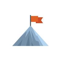 Reaching the top of a mountain with a flag showing achievement vector