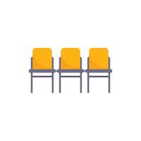 Three empty chairs standing in a row icon vector