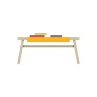Wooden bench with table runner and place mats standing on white background vector
