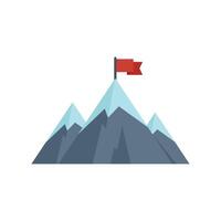 Reaching the top of the mountain with red flag waving in the wind vector