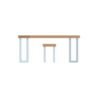 Modern rectangular wooden table with stool standing on white background vector