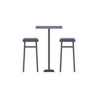Minimalist bar table and two stools icon showing eating area vector
