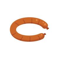 Grilled sausage forming a circle shape on white background vector