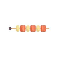 Grilled fish cake skewer with fish paste and seafood on white background vector