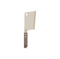 Large sharp meat cleaver knife with wooden handle for butchering and chopping vector