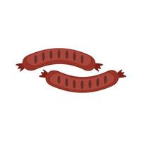 Two grilled sausages with a brown skin lying in a cross shape vector
