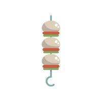 Skewer with champignon mushrooms and vegetables hanging on hook vector