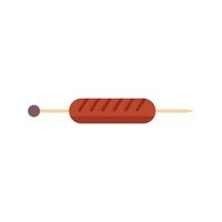 Grilled sausage on a wooden skewer with a round handle vector