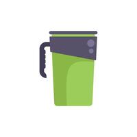 Green reusable water bottle with handle for hiking and camping vector