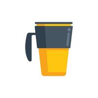 Yellow reusable coffee cup with lid and handle sleeve standing on white background vector