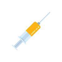 Medical syringe with needle pointing up and to the right vector
