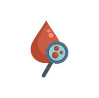 Magnifying glass examining blood drop for medical research vector