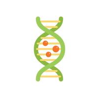 Green dna helix rotating with orange dots on white background vector