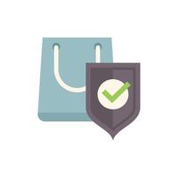 Shopping bag presenting secure online purchase with check mark shield vector