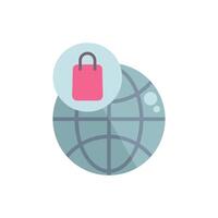 Shopping bag floating over world globe icon representing online shopping around the world vector