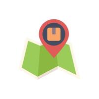 Location pin pointing on package on a map for delivery tracking vector