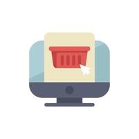 Computer mouse clicking shopping cart icon online shopping concept flat design illustration vector