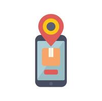 Smartphone showing location of a package for delivery vector