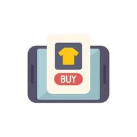 Mobile phone showing online shopping app with t shirt and buy button vector