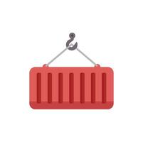 Crane hook lifting red intermodal container for shipping vector
