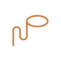 Cowboy lasso tool forming loop shape on white background vector