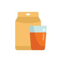 Cardboard hanging box with transparent window and glass representing juice product packaging vector