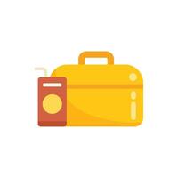 Lunch box with juice box is ready for lunch break vector