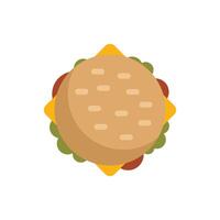 Delicious burger with lettuce, tomato, and cheese, a top down view vector