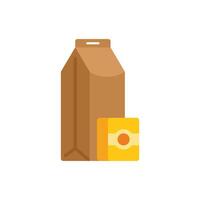 Paper package and cardboard box with round label are standing together vector