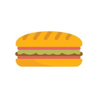 Delicious sandwich with meat, vegetables and sauce lying horizontally isolated on white background vector