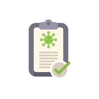 Clipboard showing virus information with check mark icon vector