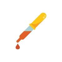 Chemical pipette dropping liquid icon in flat style isolated on white background vector
