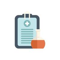 Medical clipboard representing medical analysis with laboratory flask vector