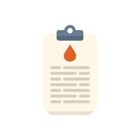 Clipboard showing blood test results with red blood drop icon vector