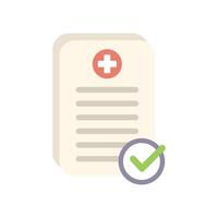 Medical report validated with green check mark icon vector