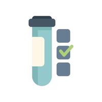 Medical test tube with check mark passing quality control vector