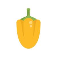 Yellow bell pepper standing up with green stalk icon flat style vector