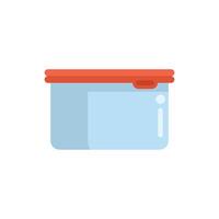 Empty plastic food storage container with red lid being closed vector