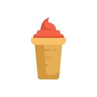 Strawberry ice cream cone standing up in minimalist style vector