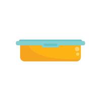 Closed rectangular lunch box with blue lid icon flat style vector