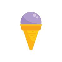 Purple ice cream scoop resembling grape flavor in waffle cone vector