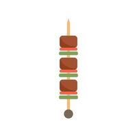 Grilled meat and vegetables on a wooden skewer, a colorful culinary delight vector