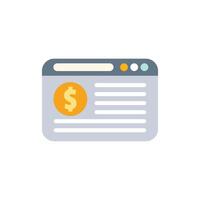 Browser window displaying financial information with a dollar sign vector