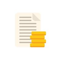 Document with golden coins representing investment vector