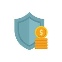 Shield protecting stack of golden coins representing secure investment strategy vector