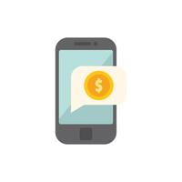 Smartphone showing money symbol in speech bubble for mobile banking and online payment vector